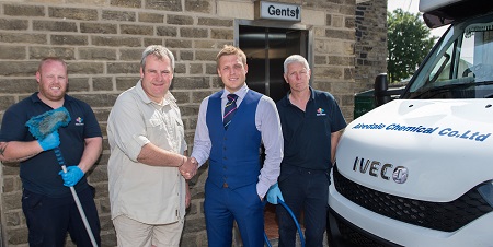 (L-R) Dave Crabtree, Airedale Chemical driver; Cllr Michael Outhwaite; Chris Chadwick, Sales Director at Airedale Chemical and Paul Lundy, Product Warehouse Manager at Airedale Chemical.